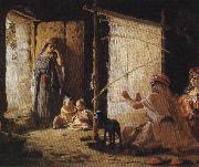 Frederick Arthur Bridgman Women in Biskra Weaving a Burnoose oil painting artist